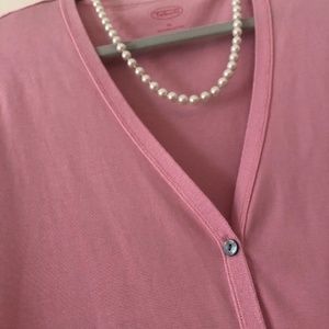 Soft Talbots Rose Pink V-Neck Cardigan